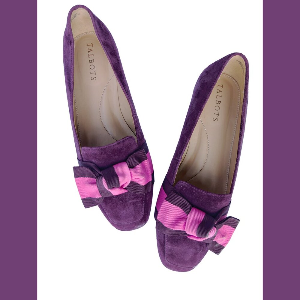 Talbots Stella Bow Loafers Women's Size 7M Suede